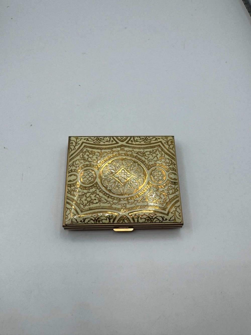 Vintage (Early 60s) Gold Italian Hand Tooled Leather Powder Compact